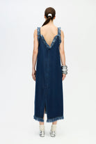 Denim Askılı Elbise - 4