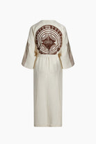 Crinkle Linen Kahverengi Baskılı Kimono - 3
