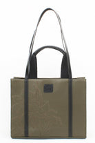 Embroidered Khaki Leather Tote - 1