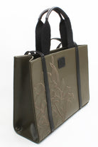 Embroidered Khaki Leather Tote - 4