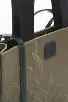 Embroidered Khaki Leather Tote - 7