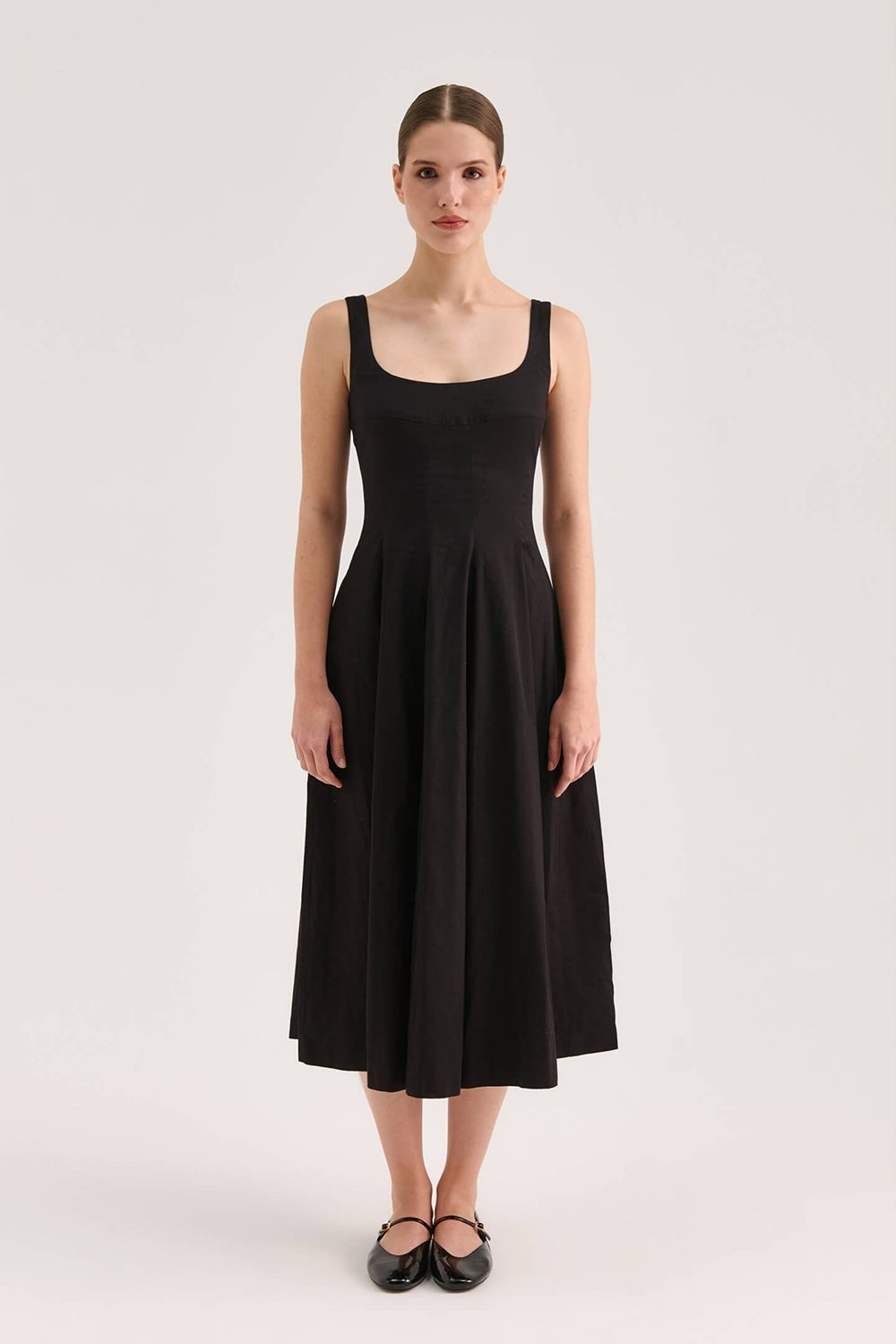 Poplin Midi Elbise - 0