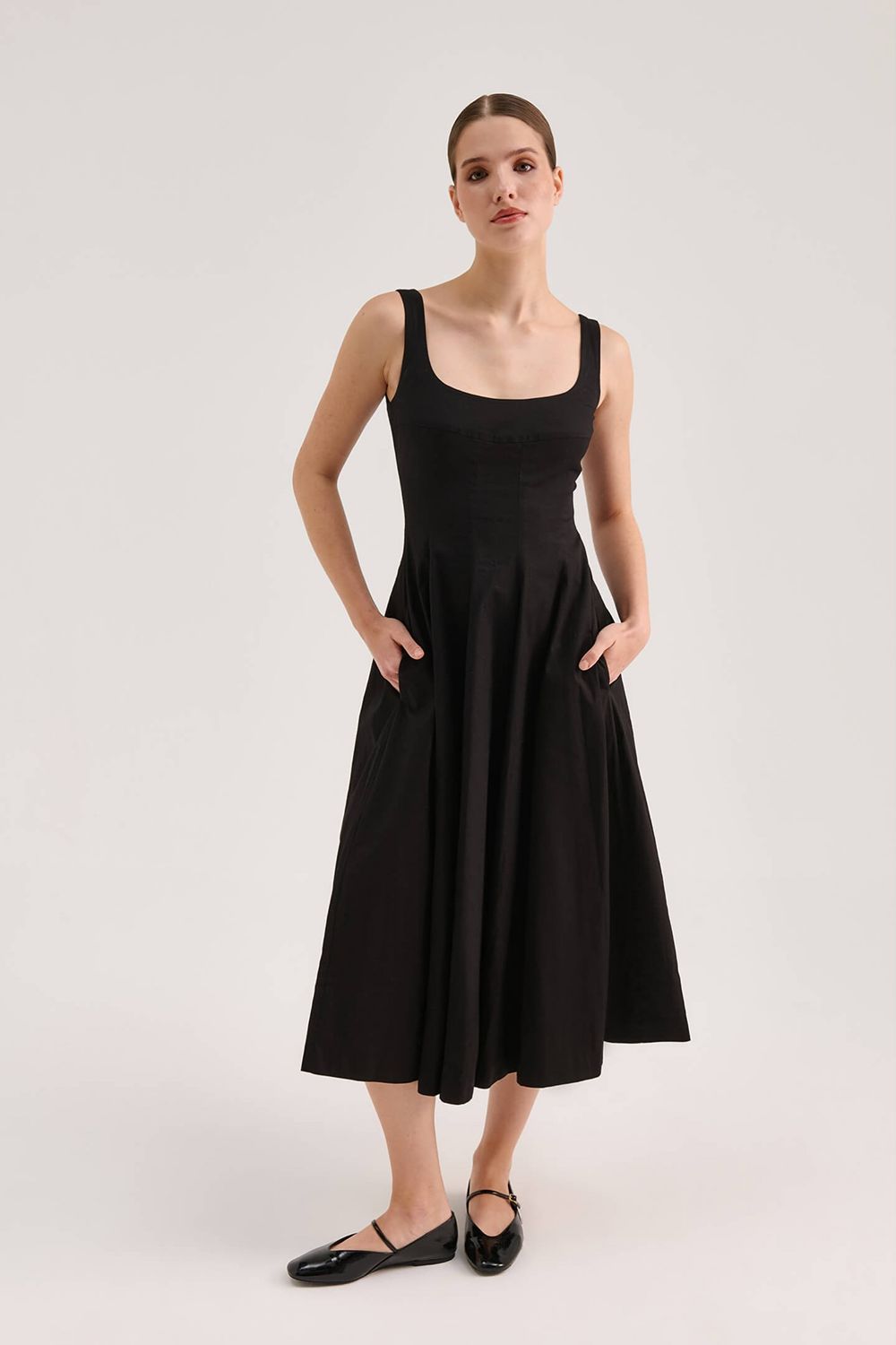 Poplin Midi Elbise - 3