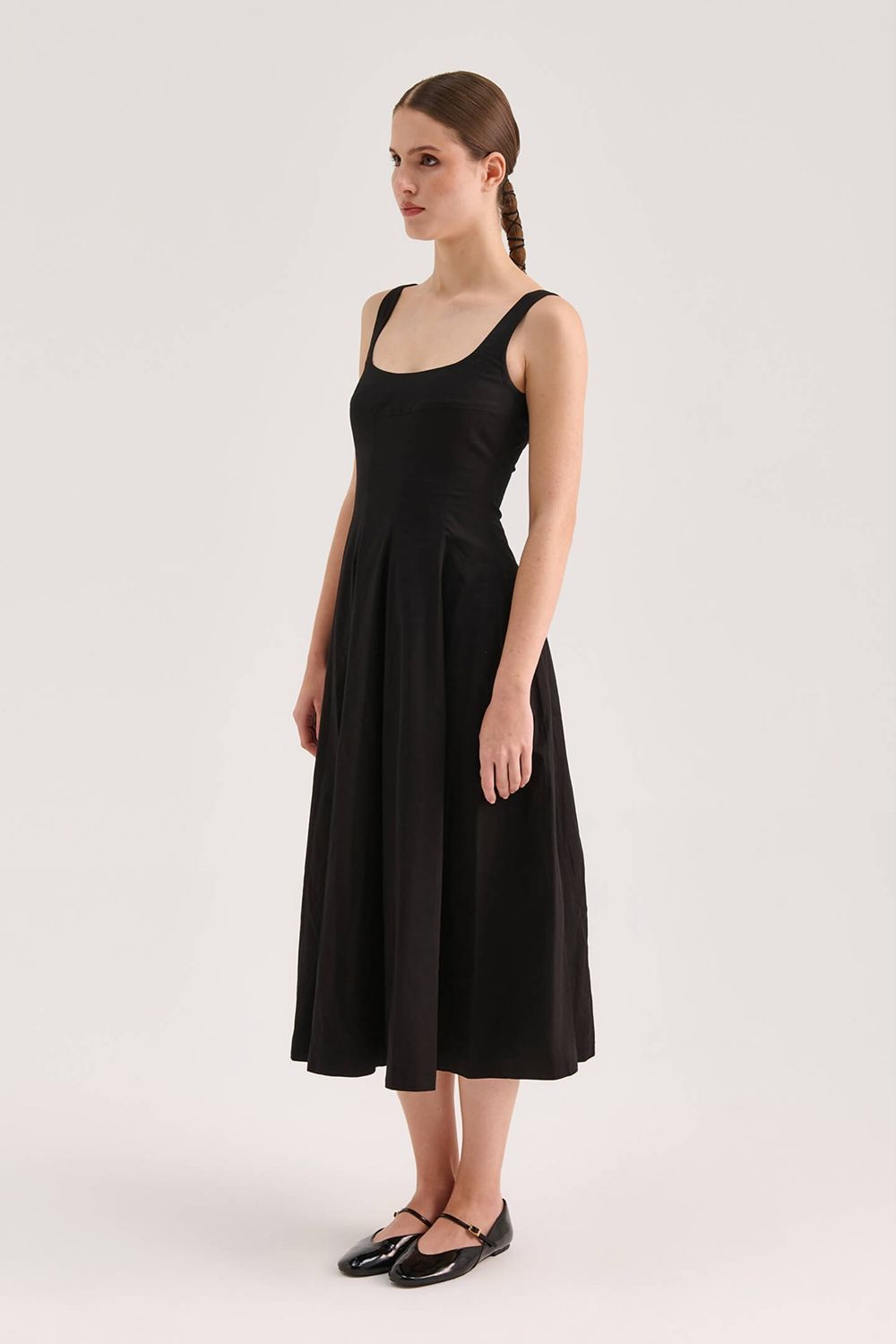 Poplin Midi Elbise - 4