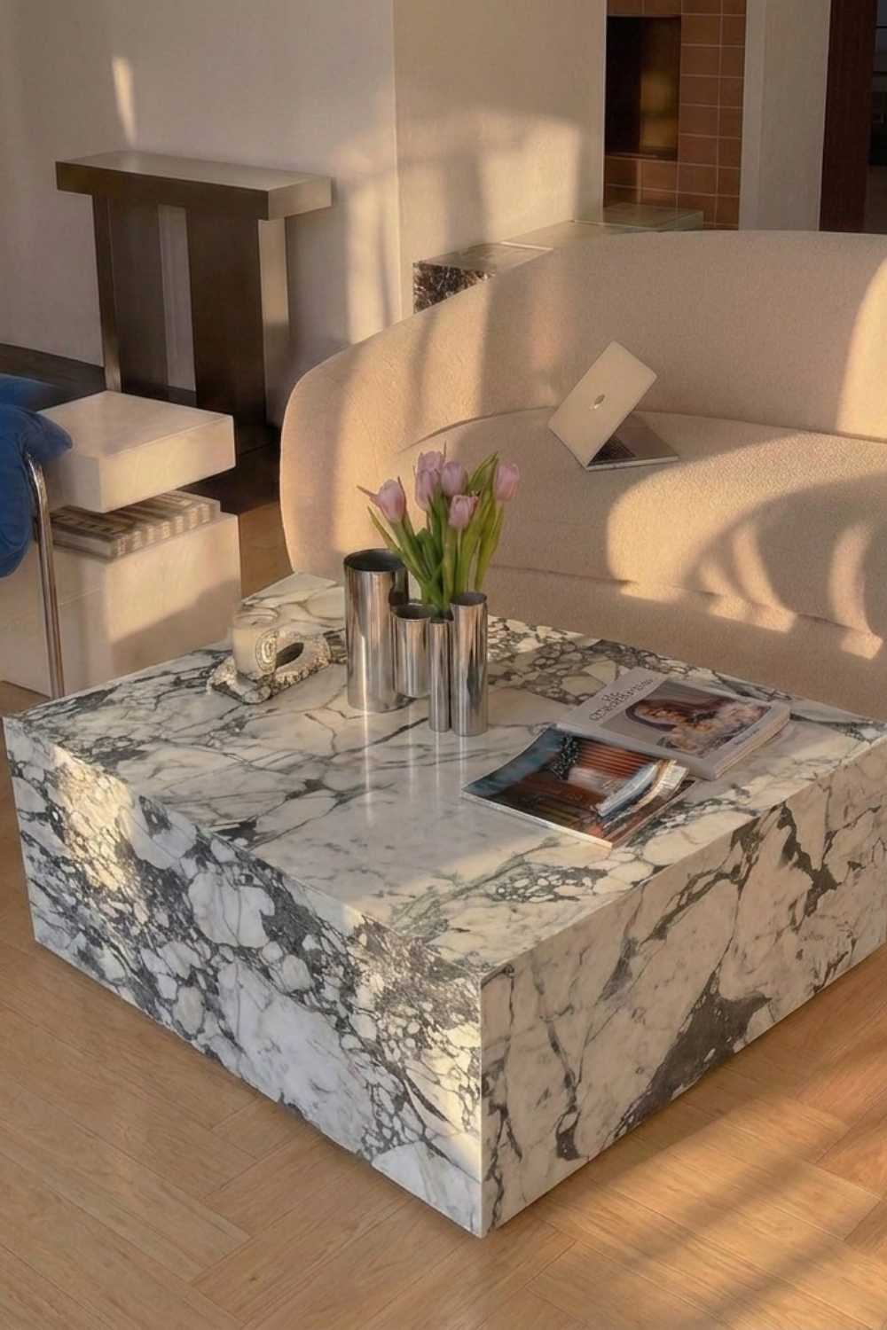 Calacatta Viola Küp Orta Sehpa 100x100x40 - 1