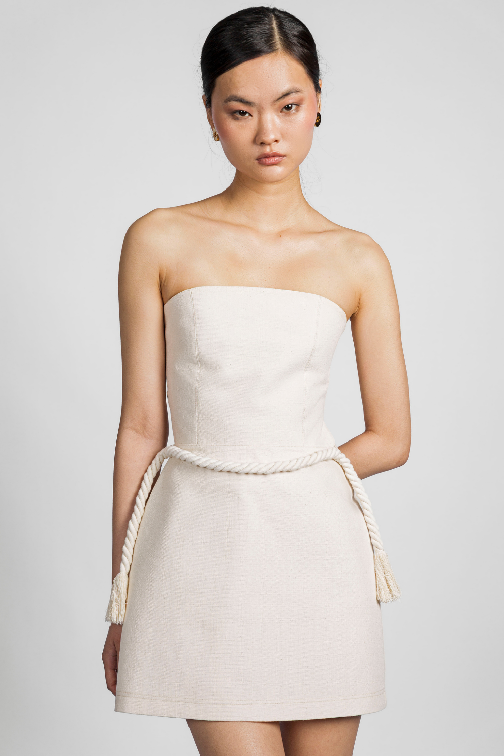 No22 Keten Mini Elbise - 1