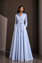 Mavi Poplin Maxi Boy Tam Daire Elbise - 0