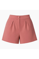 Pilikaşe Detaylı Yüksek Bel Ametist Pembe Krep Mini Short - 1