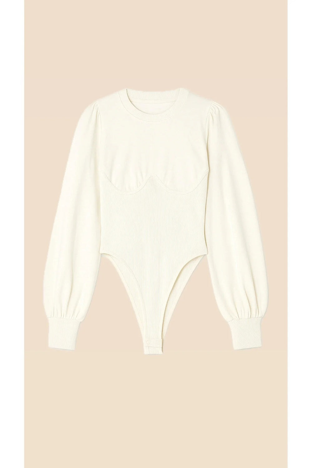 Cut-Out Detaylı Beyaz Sweat Bodysuit - 1