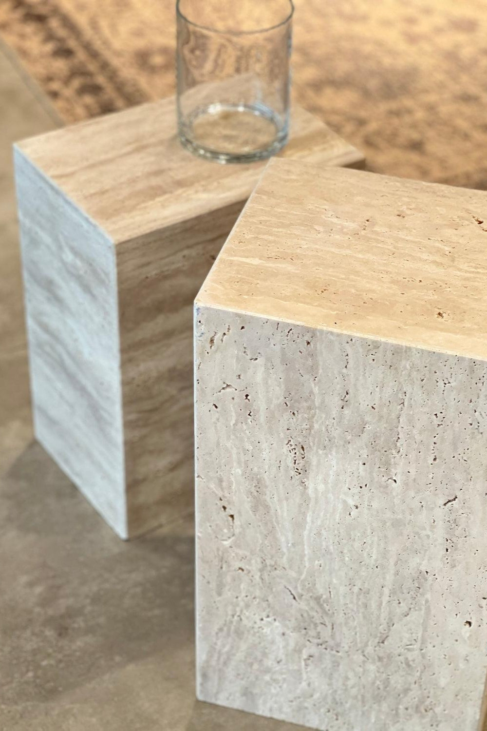 Cave Travertine Side Table - 2