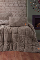 Çift Kişilik Peluş Yorgan Seti Bej 195x215 Cm - 0