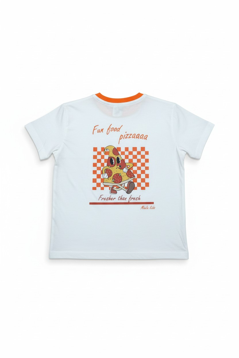 Pizza Baskılı Oversize Tişört Ve Şort Takım - 3