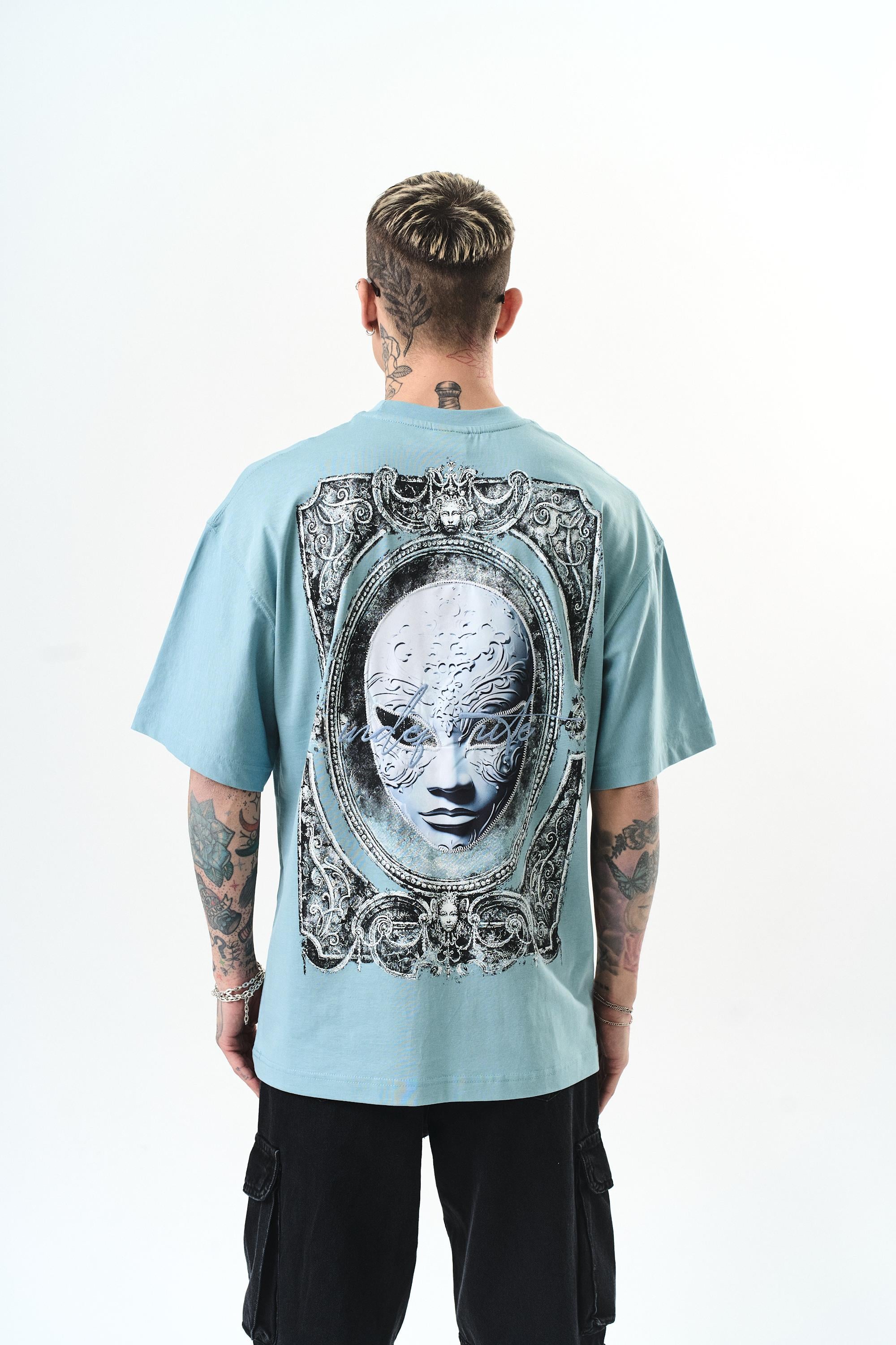 Indefinite Baskılı Oversize T-Shirt Bebe Mavi - 1
