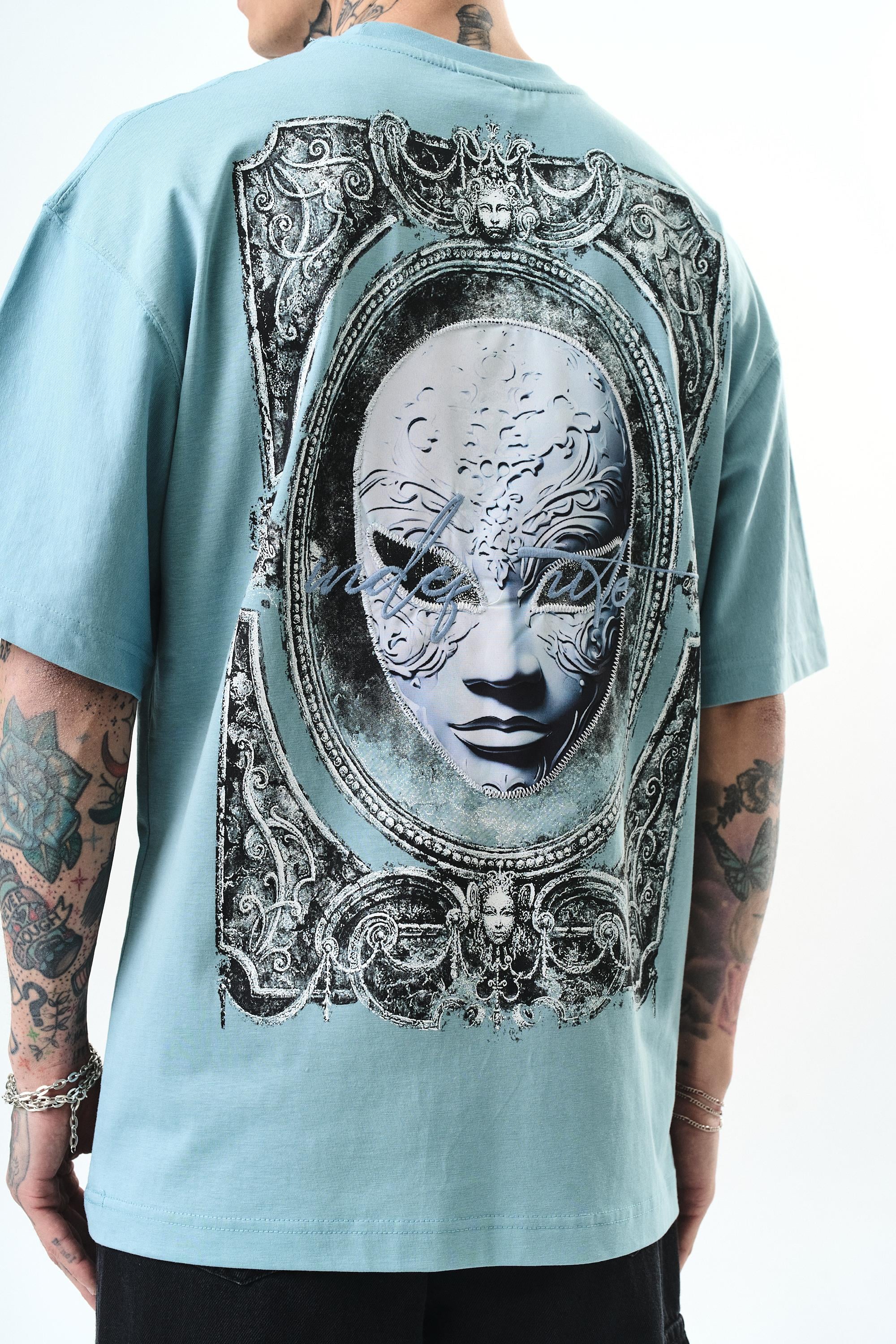 Indefinite Baskılı Oversize T-Shirt Bebe Mavi - 3