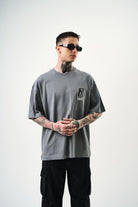 Erkek R Creative Nakışlı Oversize T-Shirt Füme - 0