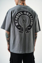 Erkek R Creative Nakışlı Oversize T-Shirt Füme - 3