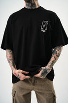 Erkek R Creative Nakışlı Oversize T-Shirt Siyah - 4