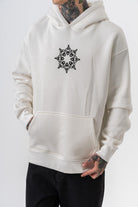 Erkek Itsbyzey Nakışlı Kapüşonlu Oversize Hoodie Ekru - 4