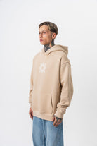 Erkek Itsbyzey Nakışlı Kapüşonlu Oversize Hoodie Bej - 2