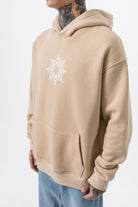 Erkek Itsbyzey Nakışlı Kapüşonlu Oversize Hoodie Bej - 3