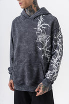 Erkek Far From Basic Baskılı Yıkamalı Kapüşonlu Oversize Hoodie Siyah - 3