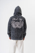 Erkek Mask Off Baskılı Yıkamalı Kapüşonlu Oversize Hoodie Siyah - 1