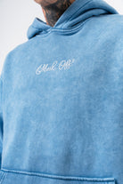 Erkek Mask Off Baskılı Yıkamalı Kapüşonlu Oversize Hoodie Mavi - 3