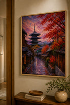 Sonbaharın Sokağı - Çerçeveli Canvas Print Tablo - 2