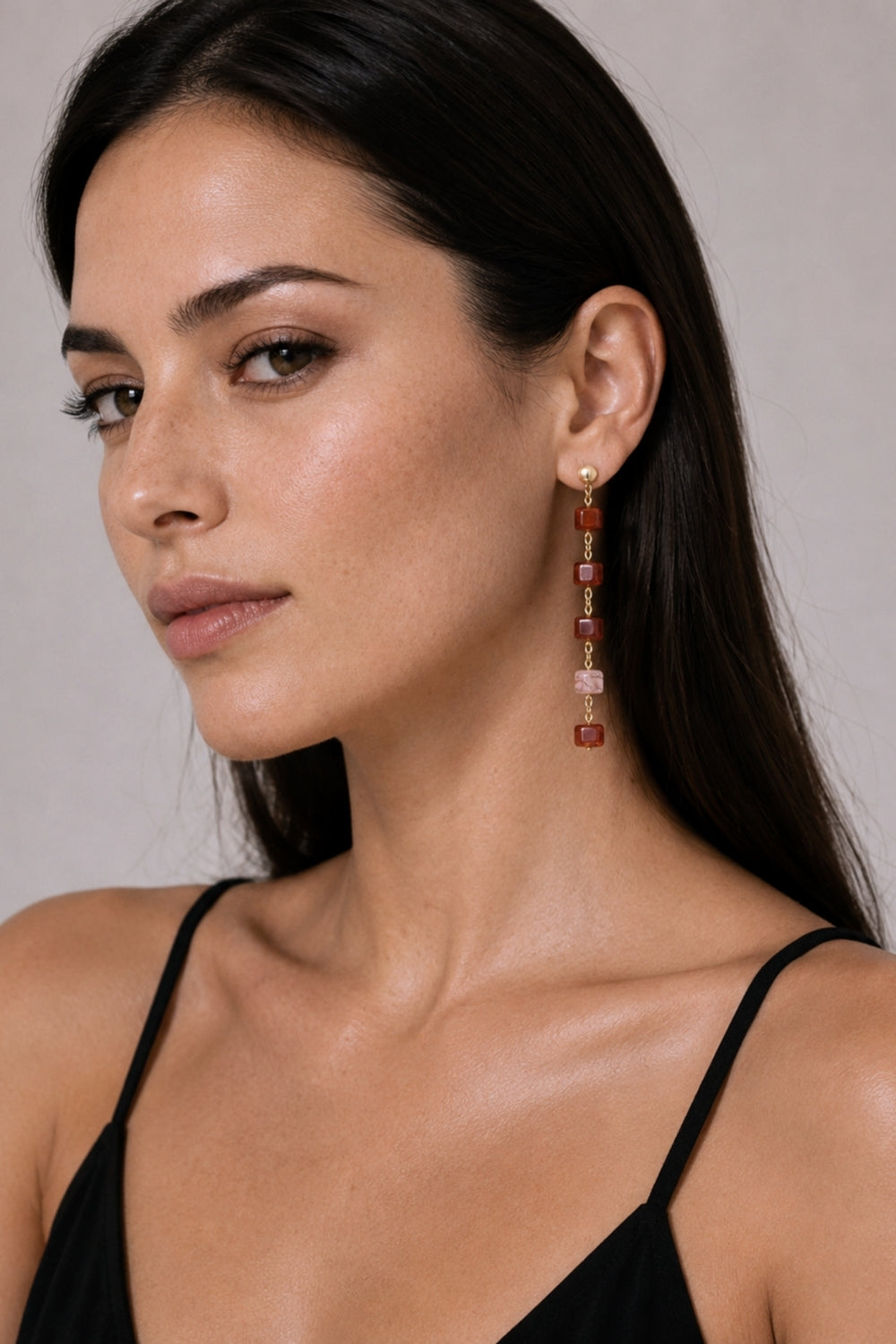 Maxi Paxi Akik Sallantı Gümüş Küpe - 1