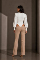 Cut-Out Detaylı Beyaz Sweat Bodysuit - 1