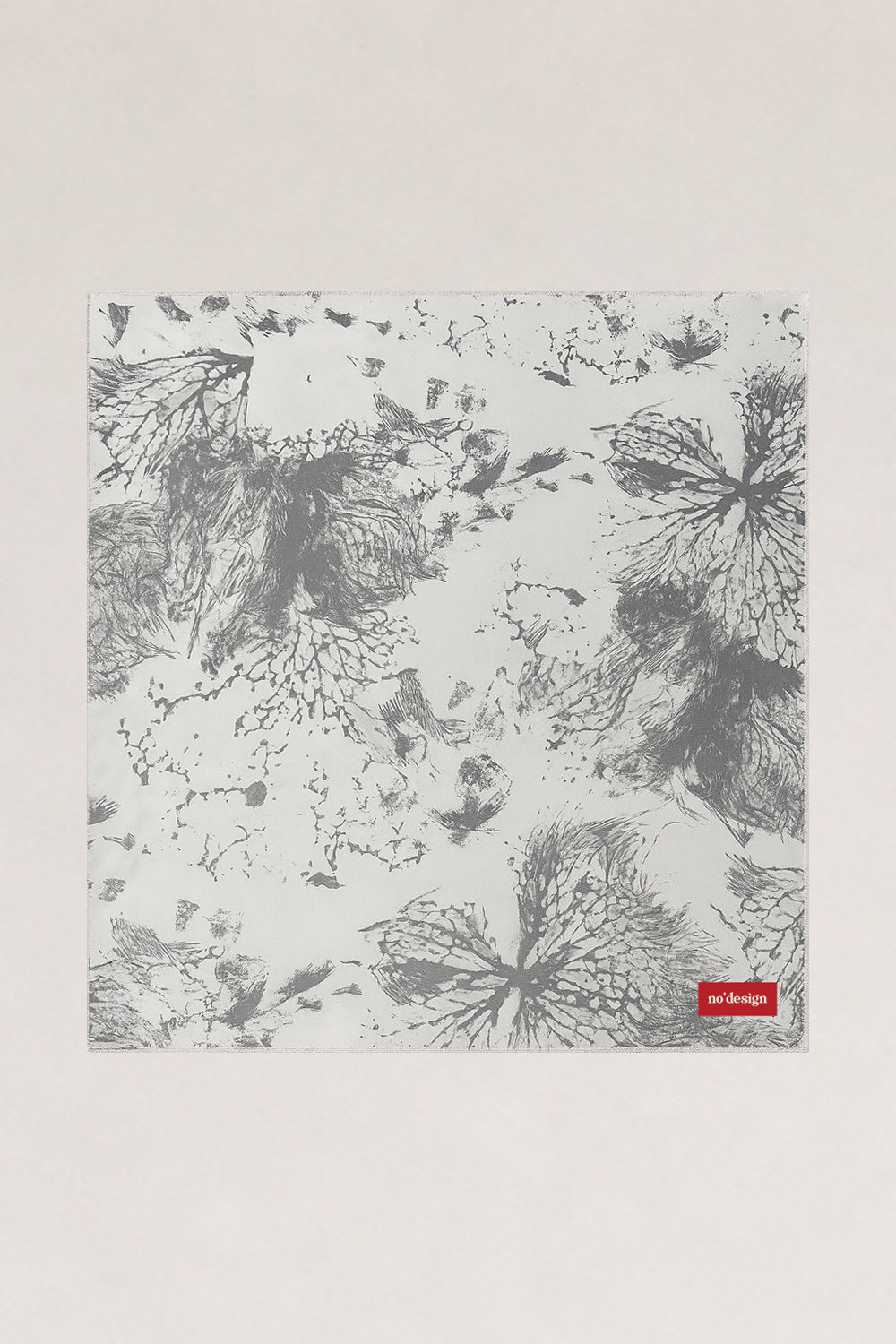 Gri Çiçek Desenli Fular Bandana - 1
