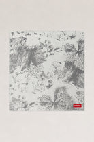 Gri Çiçek Desenli Fular Bandana - 1