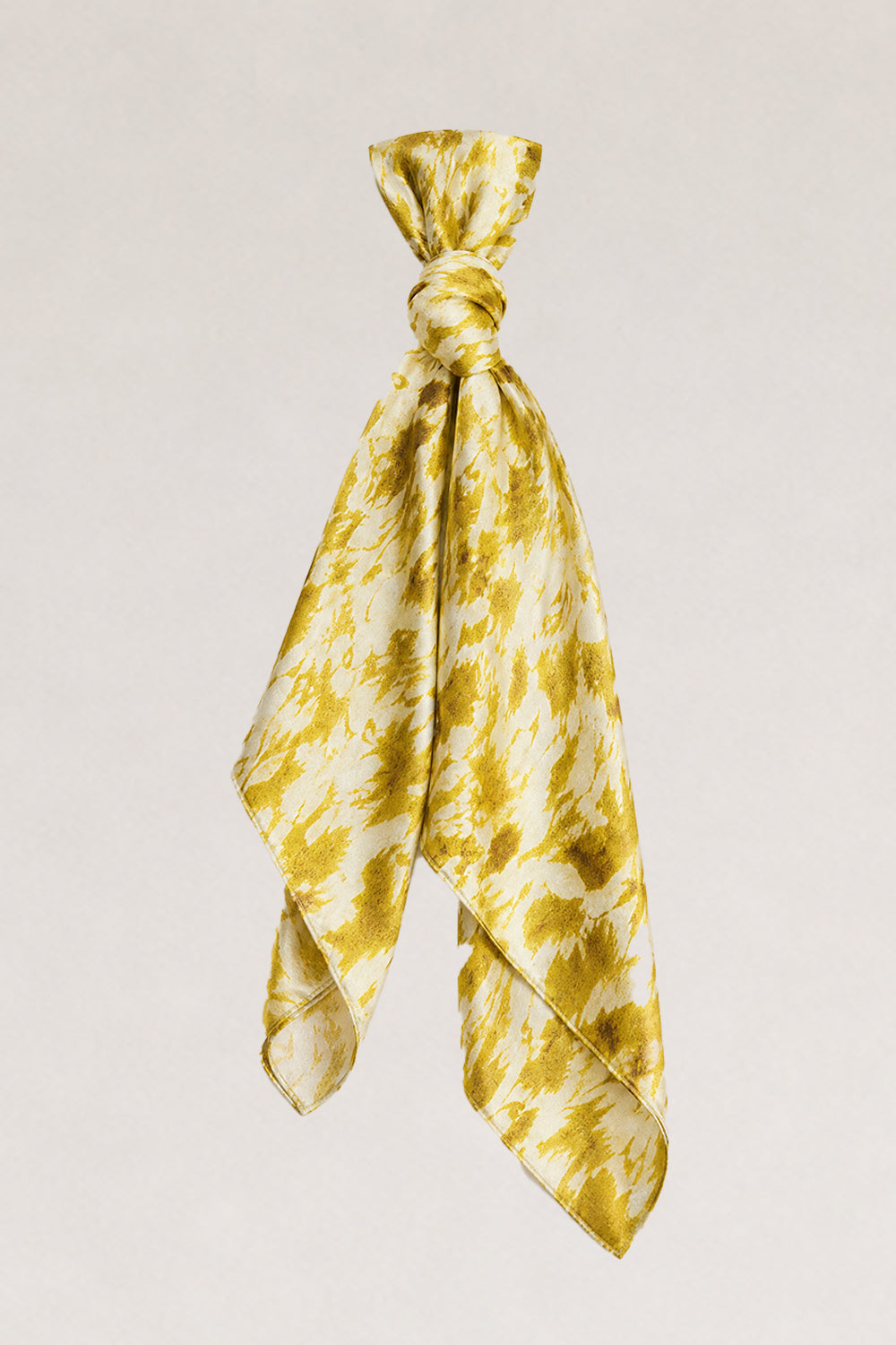 Sarı Desenli Saten Fular Bandana - 0