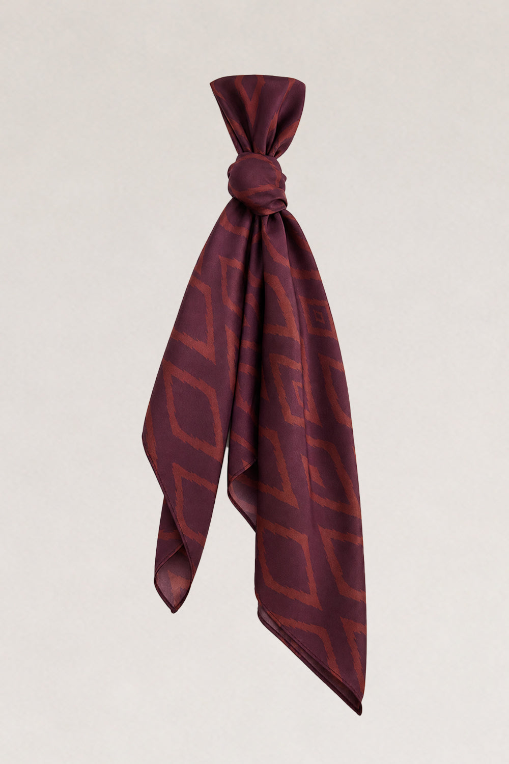 Bordo Zemin Kahverengi Geometrik Desenli Fular Bandana - 0