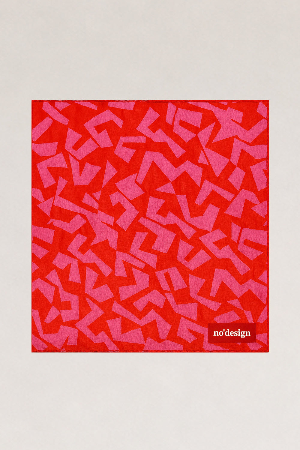 Kırmızı Zemin Pembe Geometrik Desenli Fular Bandana - 1