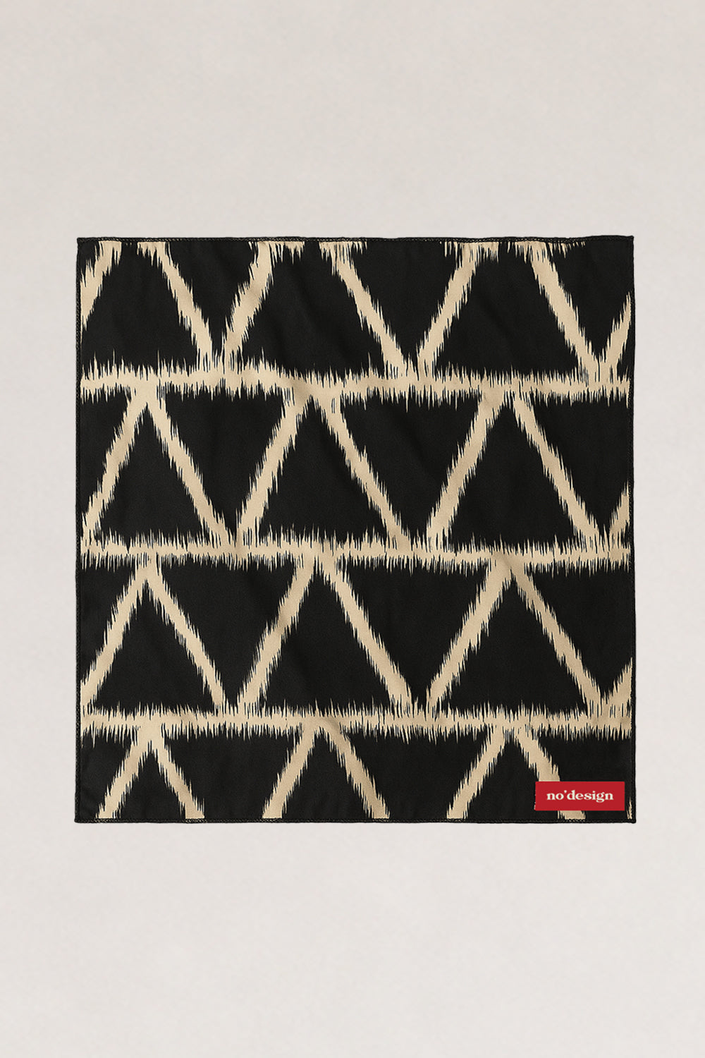 Siyah Ekru Zigzag Desenli Krinkıl Fular Bandana - 1