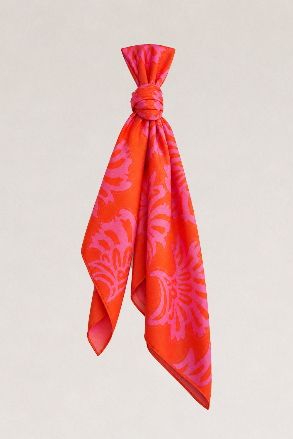 Turuncu Floral Desenli Fular Bandana - 0