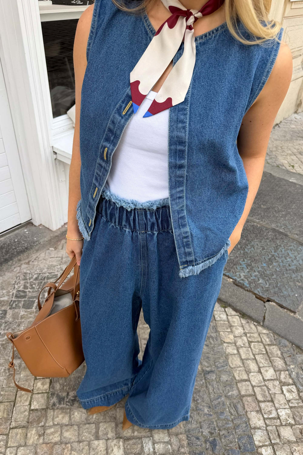Denim Palazzo Pantolon - 1