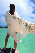 Crinkle Linen Renkli Baskılı Kimono - 1