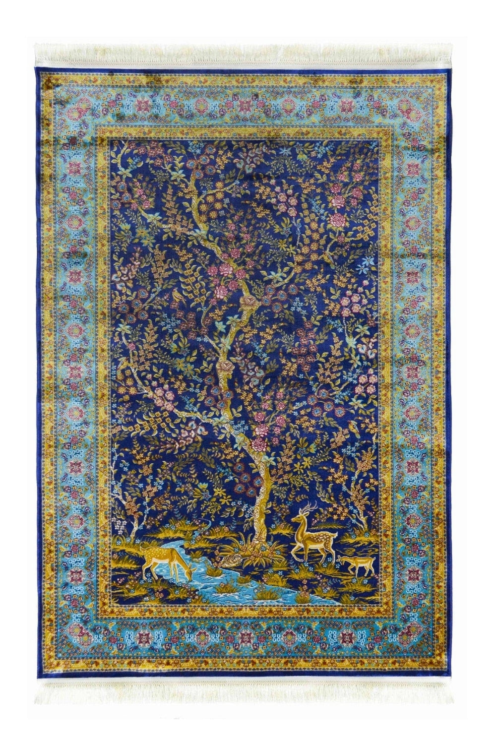 Hayat Ağacı Ve Geyik Tasvirli Bambu Halı - 1