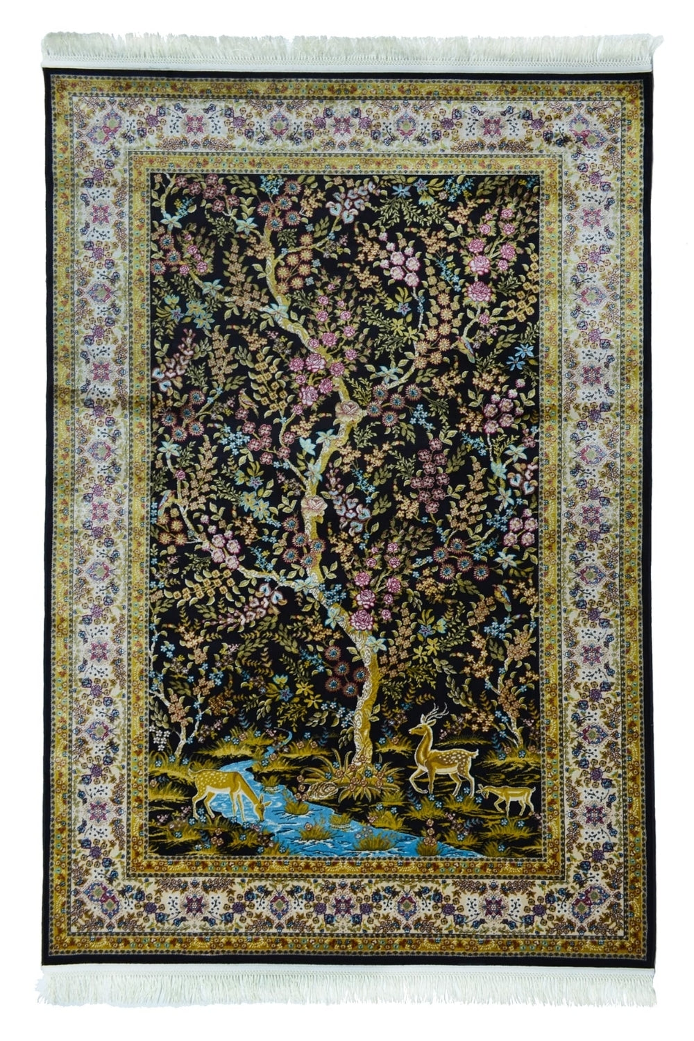 Hayat Ağacı Ve Geyik Tasvirli Bambu Halı - 2
