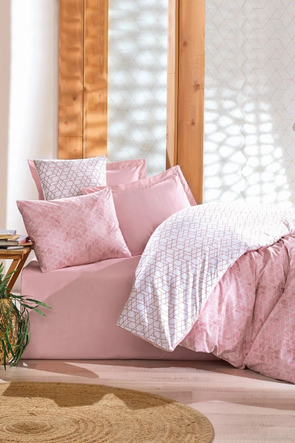 Minimal Tek Kişilik Lastikli Çarşaflı Nevresim Takımı Best Pembe - 1