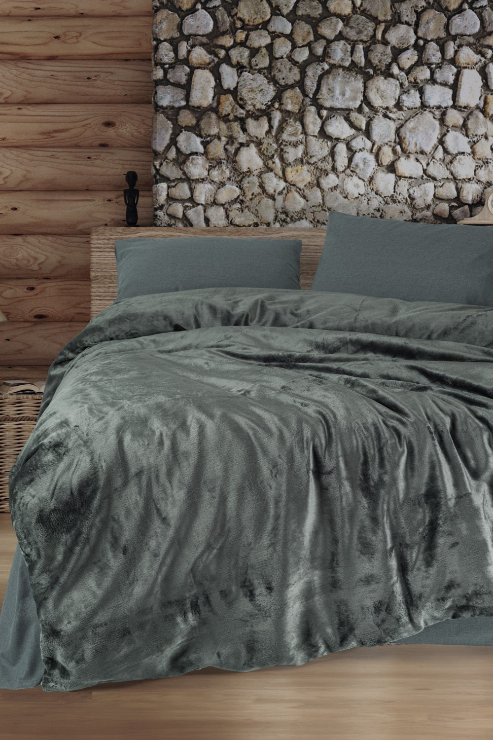 Velvet Çift Kişilik Nevresim Takımı Flossy Gri - 0