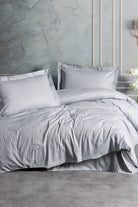 Elegant Stripe Saten Çift Kişilik Nevresim Takımı Gri - 0