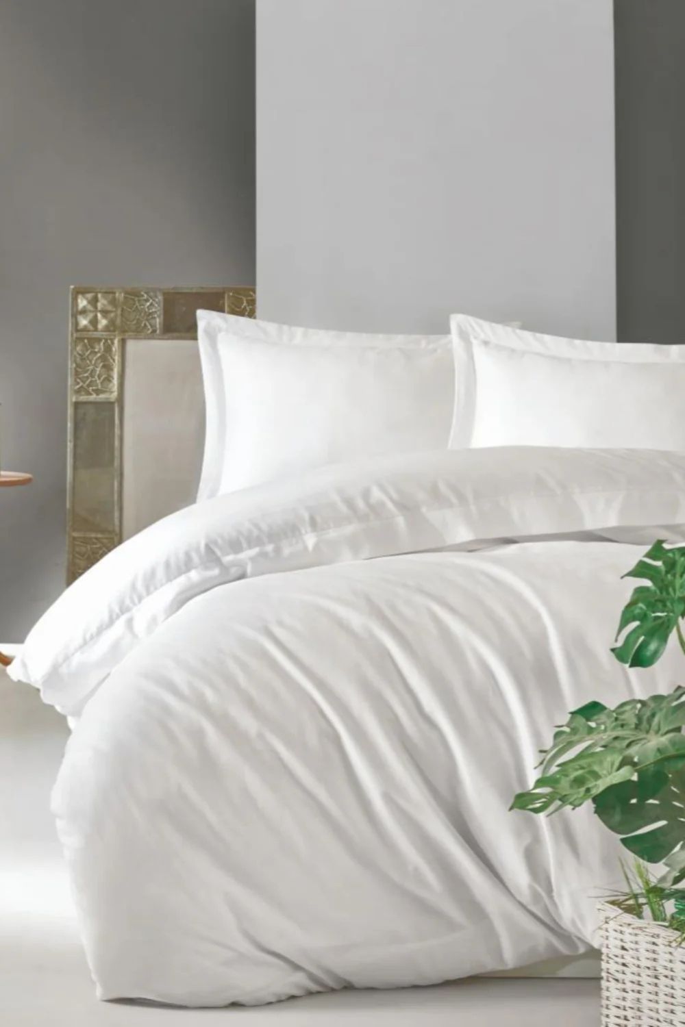 Elegant Saten Tek Kişilik Nevresim Takımı Beyaz - 0