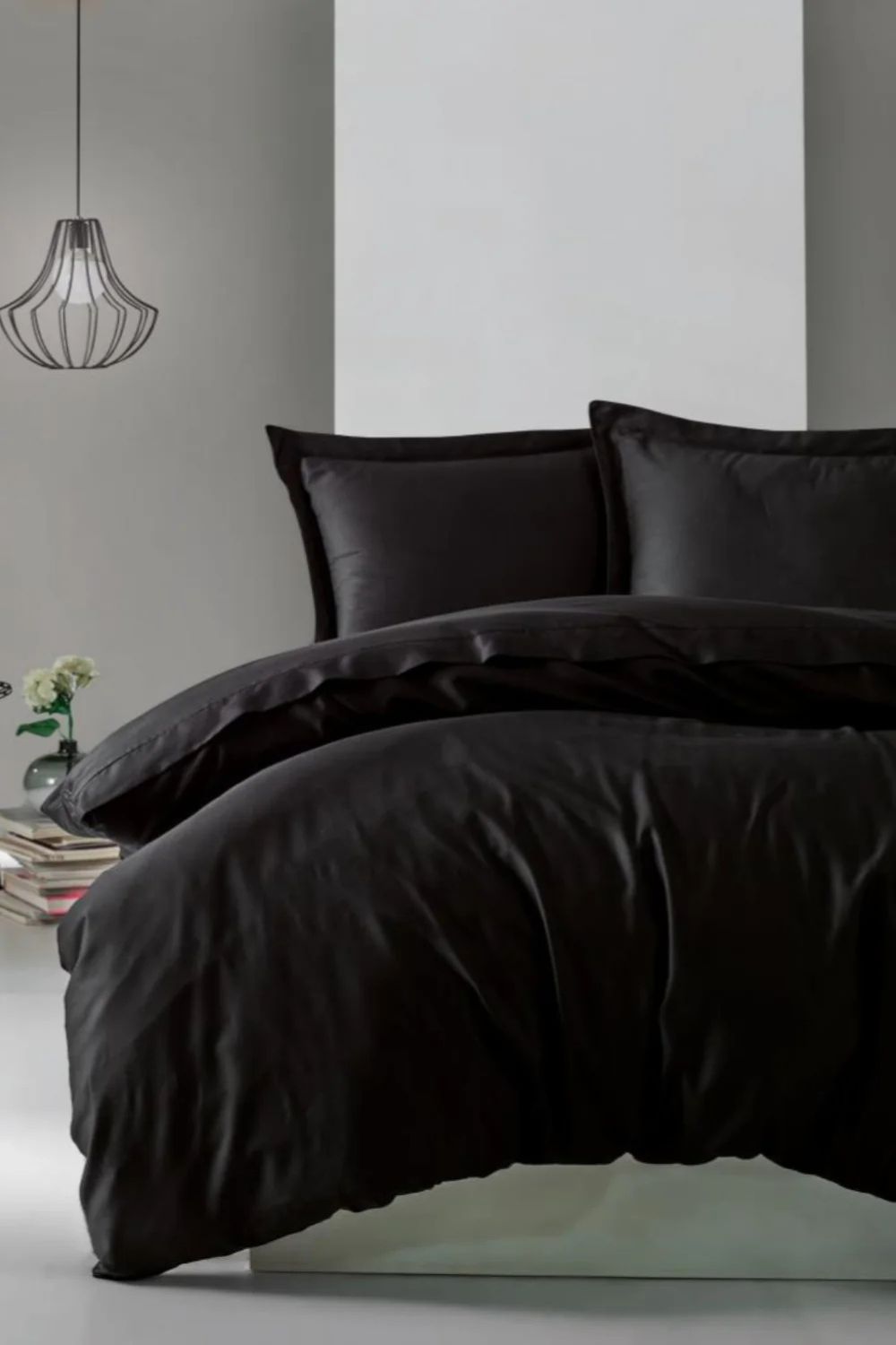 Elegant Saten Tek Kişilik Nevresim Takımı Siyah - 0