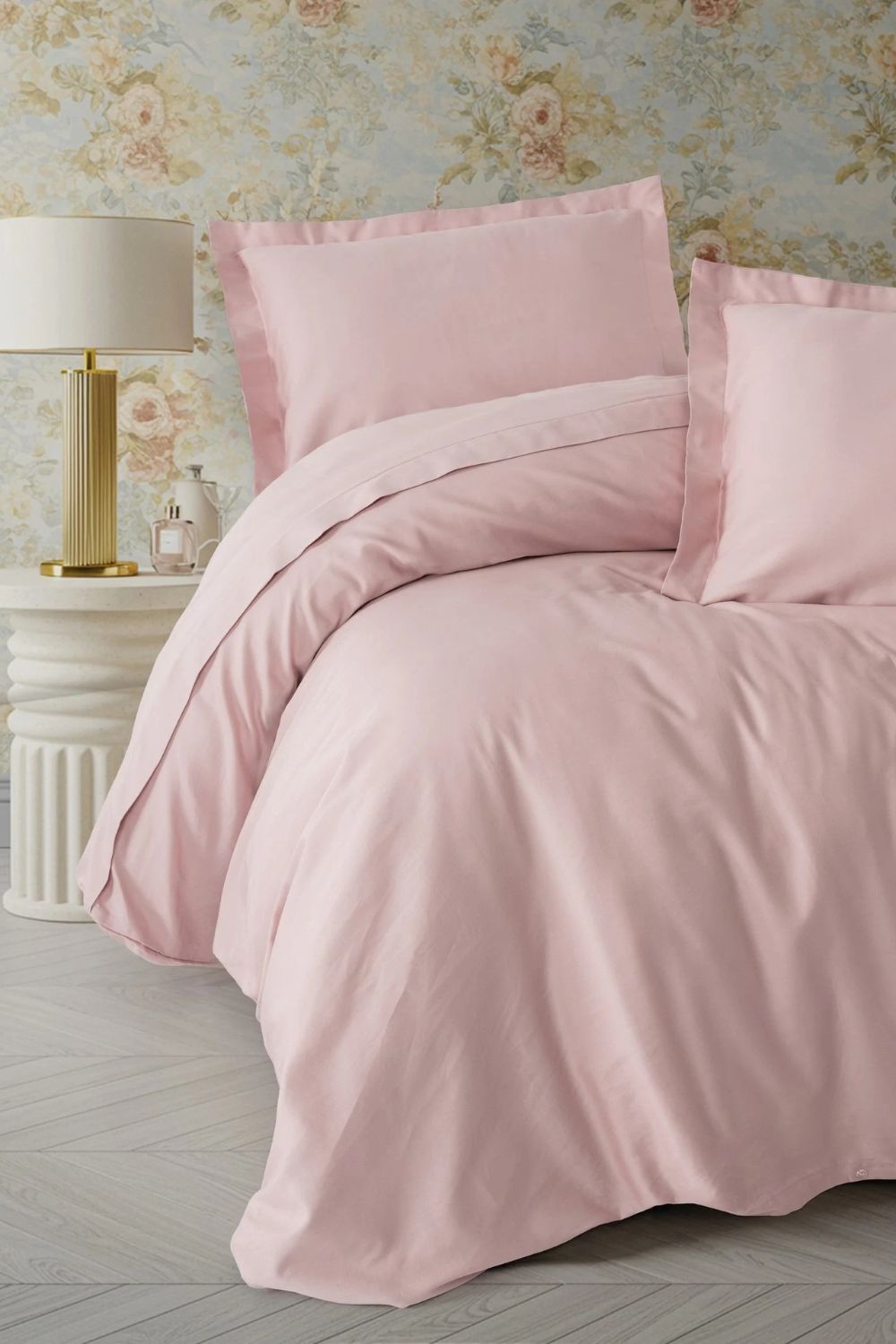 Elegant Saten Tek Kişilik Nevresim Takımı Pudra - 0