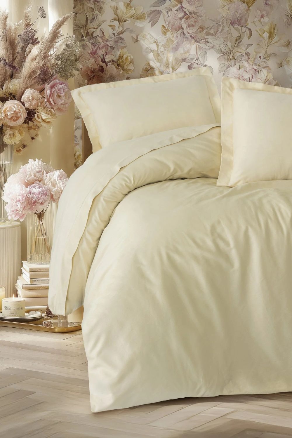 Elegant Saten Çift Kişilik Nevresim Takımı Bej - 0