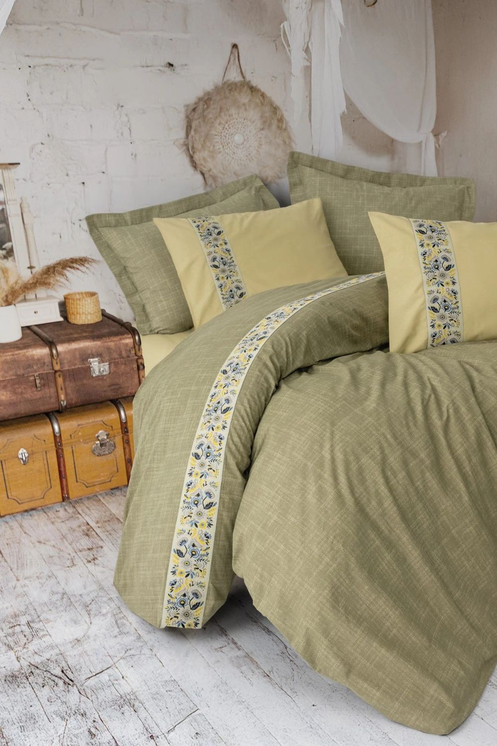 Folk Art Çift Kişilik Nevresim Takımı Elowen Sarı - 0