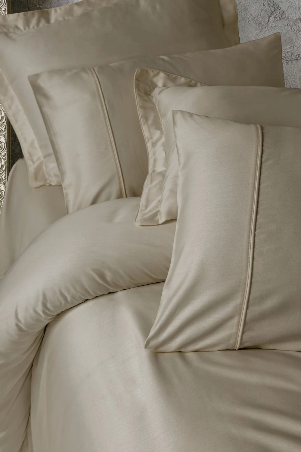 Silky Saten King Size Nevresim Takımı Bej - 1
